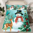 thumbnail image 2 of Manfei Christmas Snowman Child Queen Sheet Sets, Jungle Magic Reindeer Flat Sheet, Happy New Year Queen Fitted Sheet, Breathable Home Decor, 4pcs, 2 of 7