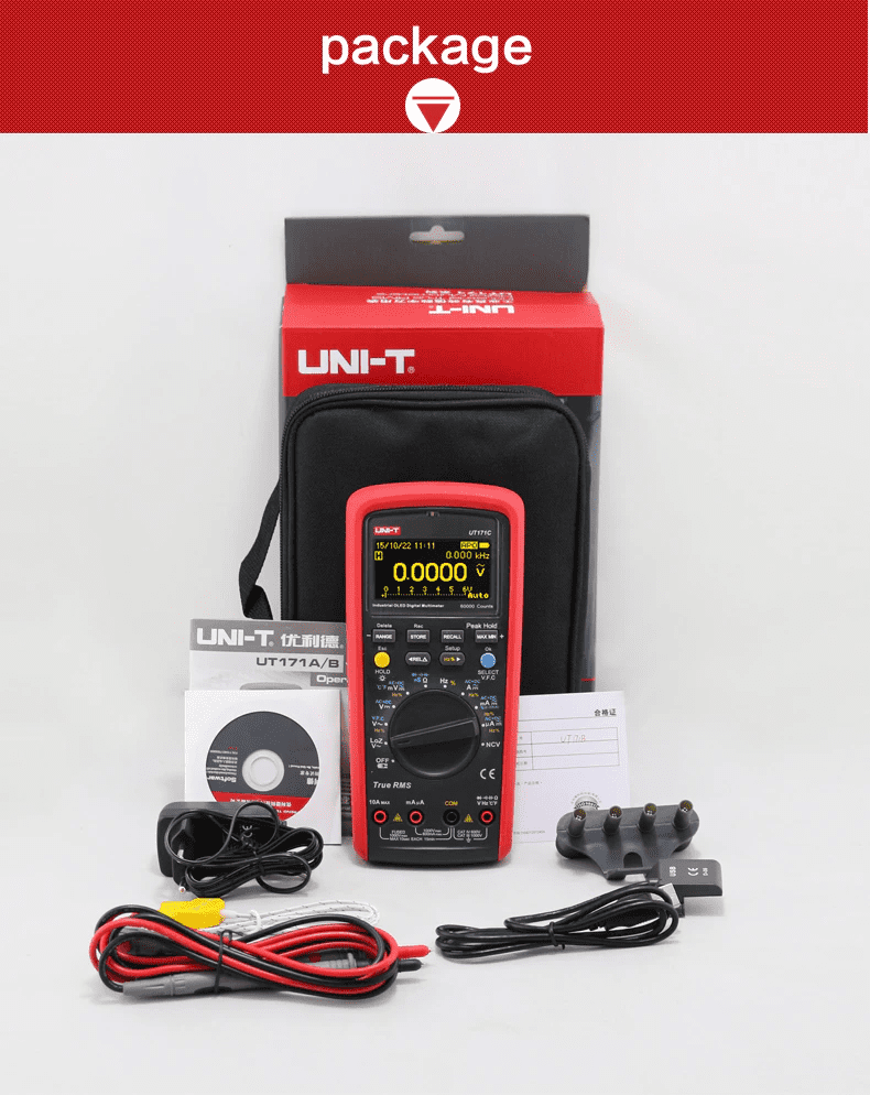 UNI-T UT171C OLED Industrial Process Digital Multimeter True RMS 60,000 Counts Auto/Manual Range 60MΩ Temperature Non-Contact Voltage Detection