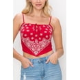 thumbnail image 2 of FashionMille Women Sexy Paisley Bandana Drawstring Front Jersey Cami Crop Top-Made In USA, 2 of 5