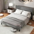 thumbnail image 4 of Costway Queen Size Bed Frame with Linen Fabric Upholstered Headboard & Wooden Slat Support, 4 of 11