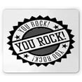 thumbnail image 1 of You Rock Mouse Pad, Stamp Look Monochrome Simplistic Star Ornament Ruffled Edges Circle Print, Rectangle Non-Slip Rubber Mousepad, Standard Size, Charcoal Black, by Ambesonne, 1 of 1