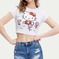 thumbnail image 3 of Sanrio Hello Kitty Women's Kitty Flower Garden Cropped Crewneck T-Shirt, 3 of 5