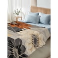 thumbnail image 4 of Burnt Orange Grey Black Flower King Size Flat Sheet, Wrinkleproof & Fadeproof Cooling Flat Bed Sheet Only, Spring Floral Botanical Breathable Soft Bedding Top Sheets 105 x 98 Inches, 4 of 8