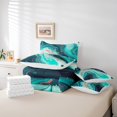 thumbnail image 4 of YST Abstract Teal Aqua Bed in a Bag 7-Piece Turqoise Marble Bedding Set, Pink Metallic King Size Comforter Set Stone Pattern Bedding Comforter Sets Geometric Patchwork Bed Set, 4 of 4