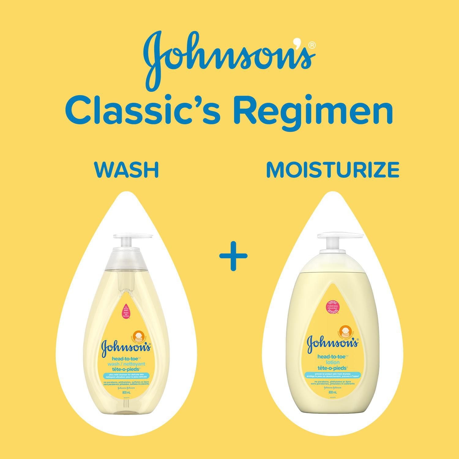 Johnson's Baby Wash and Shampoo, Head-to-Toe, Tear Free, 800 mL