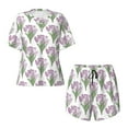 thumbnail image 4 of Kdxio Tulips Flowers Print Pajamas Sets for Women Short-Sleeved Pjs with Lounge Shorts Two Piece Sleepwear S-4XL, 4 of 9