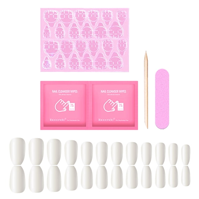 ibcccndc Press-on False Nail Kit Bright Color Trapezoid Shape Nail Art Tips Tools