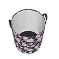 thumbnail image 3 of Balery Leaves Flower Round Laundry Basket with Handles Waterproof Freestanding Laundry Hamper for Clothes Toys in the Dorm and Family-Small, 3 of 8