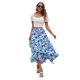 thumbnail image 1 of Falda midi bohemia con estampado floral, cintura alta, dobladillo con volantes, perfecta para fiestas y vacaciones diarias, talla L, 1 of 7