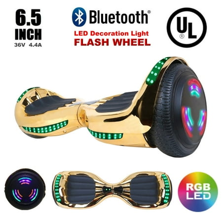 UL2272 Certified Bluetooth TOP LED 6.5" Hoverboard Two Wheel Self Balancing Scooter Chrome GOLD