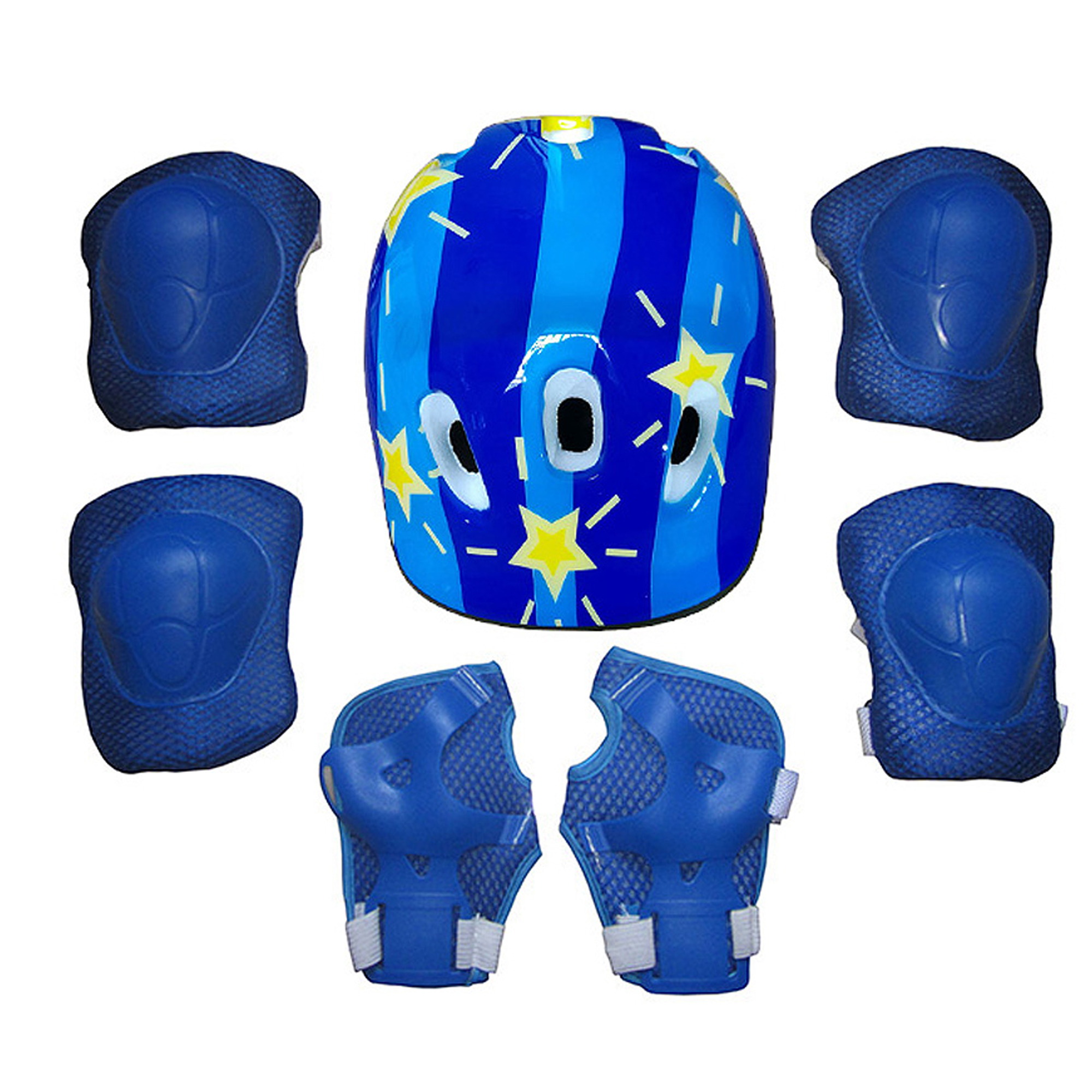 AmShibel 7Pcs Kids Safety Helmet Knee Elbow Pad Set For Boys Girls