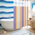 thumbnail image 5 of No Hook Shower Curtain, Orange Striped Shower Curtains for Bathroom with See Through Top Window, Farmhouse Stripes Modern Abstract Art Waterproof & Washable Bath Curtain Small Stall 36"x78", 5 of 9
