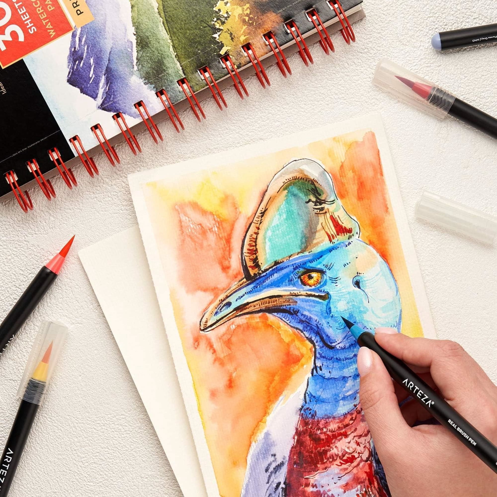 Arteza 5.5" x 8.5" Hardcover Watercolor Sketchbook, 30 Sheets, Set of 3