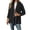 Black, variant on Womens Mid-Length Zip Up Hooded Coat Cable Twist Pocket Warm Casual Winter Jacket