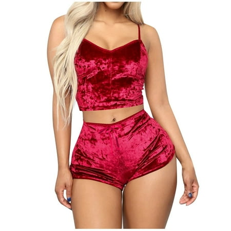 

Qcmgmg Bra and Panty Set for Women Bowknot Sexy Velvet Lingerie Set V Neck Babydoll XL