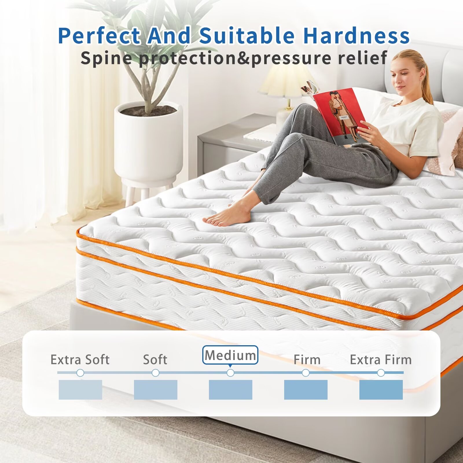 Twin Mattress, 12 Inch Innerspring Hybrid Mattress in a Box with Gel Memory Foam, Individually Wrapped Encased Coil Pocket Spring Mattress, Pressure Relief, Medium Firm Support