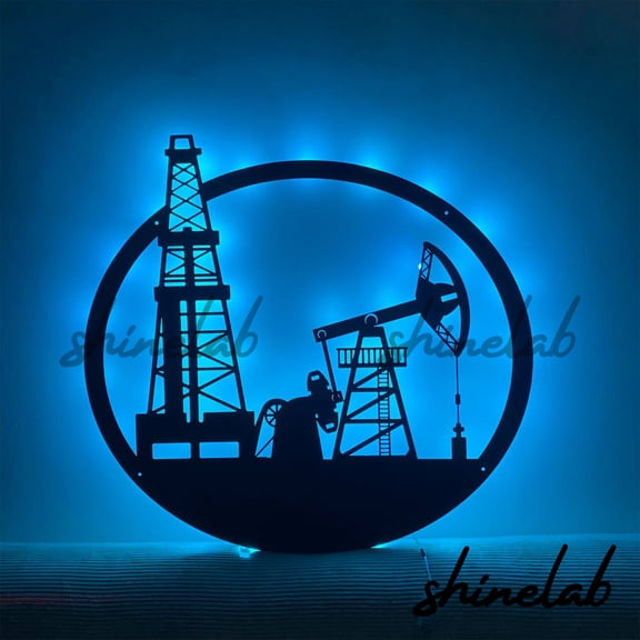 Shinelab Oil Field Metal Sign, Custom Name Petroleum LED Wall Art, Petro n Home Decor 8733