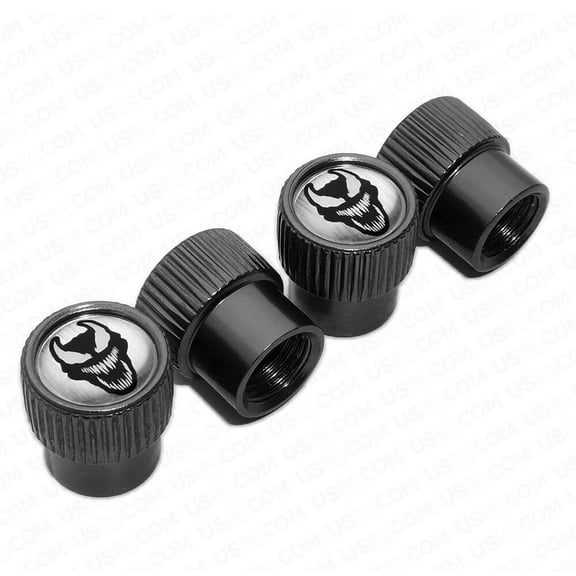 4pcs Universal Fit Venom Car Wheels Tire Air Valve Caps Stem Dust Cover Grey