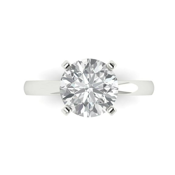 Clara Pucci 14K White Gold 3ct Moissanite Solitaire Ring for Women