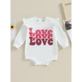 thumbnail image 2 of Bagilaanoe Newborn Baby Girl Valentines Day Romper Sweatshirt Long Sleeve Bodysuits Letter Print Pullover 3M 6M 9M 12M 18M Infant Casual Tee Tops, 2 of 8
