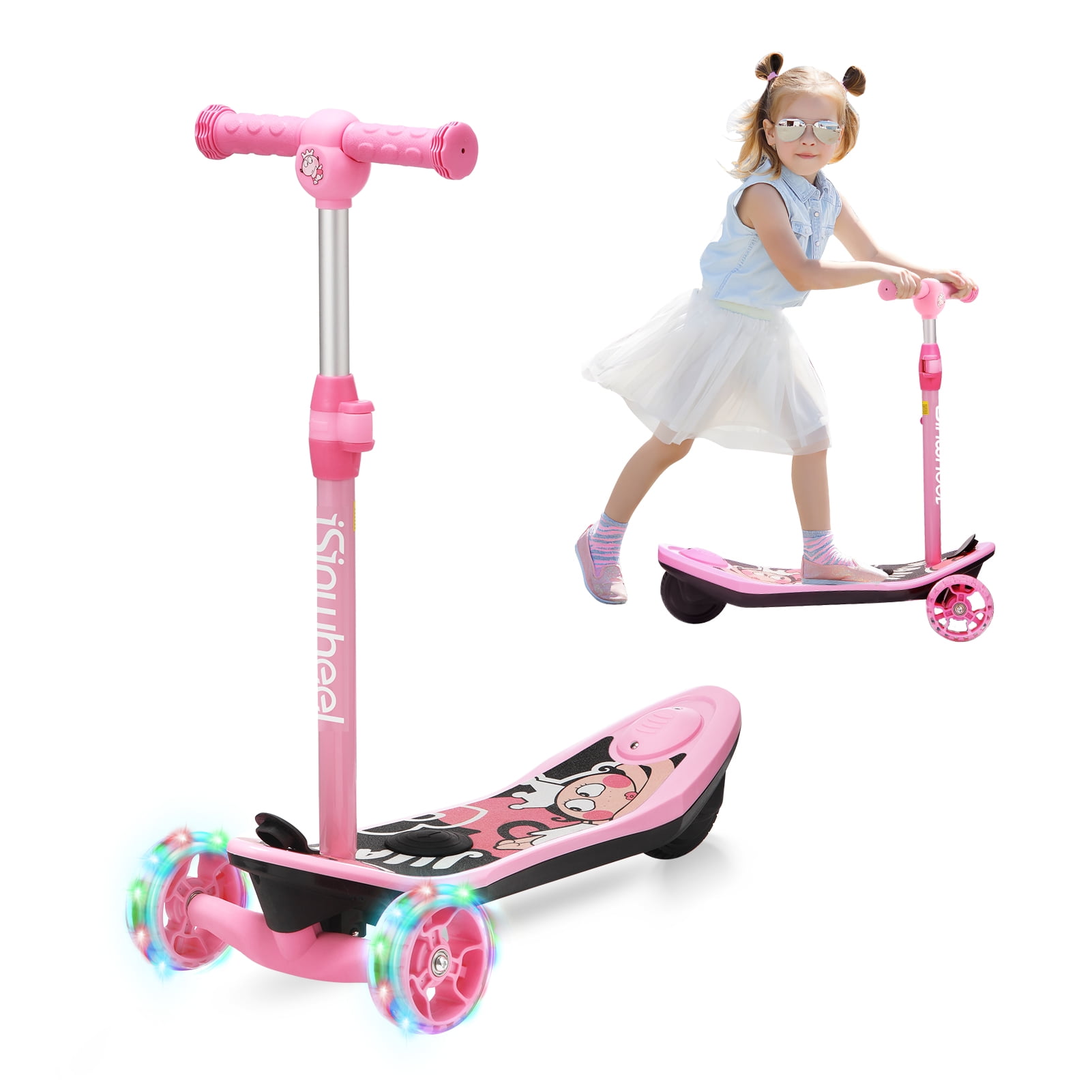 license Inefficient Optimistic iSinwheel Mini 2IN1 Electric Kids Scooter, 3 Wheel Electric Scooter, Height  Adjustable Foldable Lean To Steer Kick Scooter With Flashing PU Wheels For  Boys Girls Pink - Walmart.com