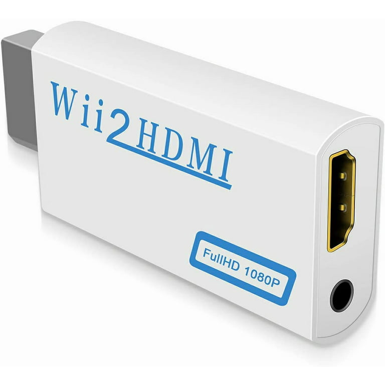 Wii to HDMI Converter 1080P for Full HD Device, Wii HDMI Adapter with 3.5mm Audio Jack&HDMI Output Compatible with Nintendo Wii, Wii U, HDTV, Monitor-Supports All Display Modes 720P, -