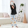 thumbnail image 6 of Dailycode Women's Pajama Pants Wide Leg Lounge Pj Bottoms With Pockets Blue and Orange Watercolor Floral, 6 of 7