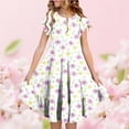 thumbnail image 2 of Tisuna Girls Summer Dress Floral Print Short Sleeve Crew Neck Dresses Fashion Comfortable Little Youth Girls Festival Party Playwear Dress White Size 14-15 Years, 2 of 5