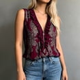 thumbnail image 3 of Boho Tank Tops for Women Summer Lightweight Mesh Half Zip Ruffle V Neck Sleeveless Shirt Casual Blouse, 3 of 6