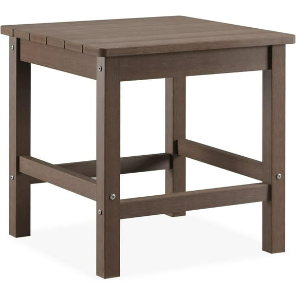 ZYPPP Oversized Outdoor Side Table, 19.68" Poly Lumber Adirondack Side Table, Weather Resistant Patio Side Table for Poolside, Garden and Front Porch (Brown)