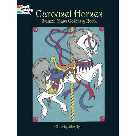 Carousel Horses Stained Glass Coloring Book