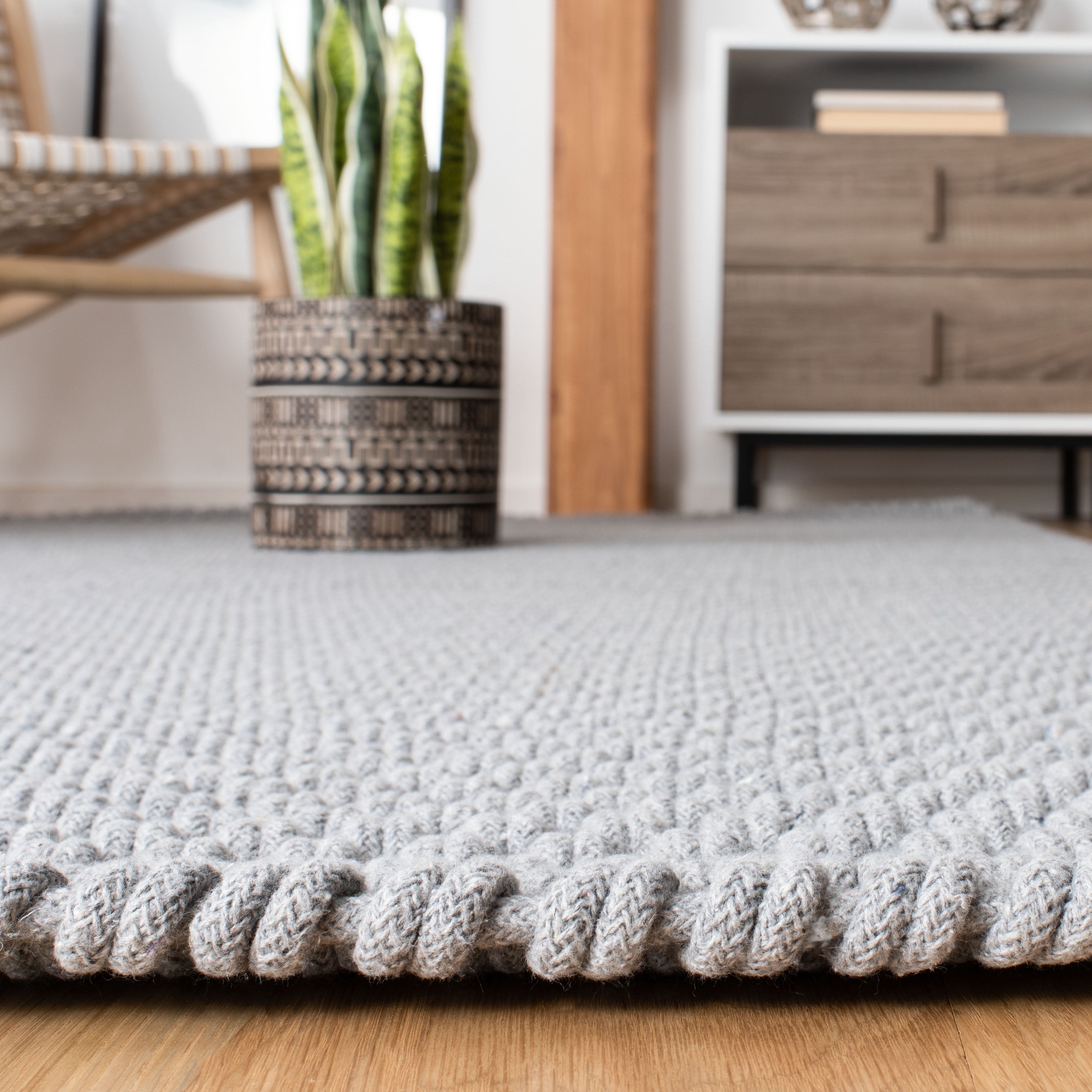 SAFAVIEH Salem Fulton Solid Cotton Area Rug, Grey, 8' x 10'