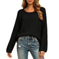 thumbnail image 2 of MexChoioe Women's Sweaters Scoop Neck Ribbed Knit Long Sleeve Oversized Fall Tunic Sweater for Women, 2 of 5