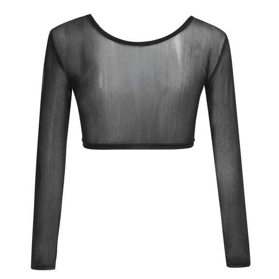 Womens Tops Women Both Side Wear Long Sleeve See-Through Sheer Top Mesh Shirt Cover Black Summer Shirts Tops L