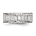 thumbnail image 3 of White Sterling Silver Ring Band Fashion Open Back Flat Cubic Zirconia CZ Baguette Round, 3 of 3