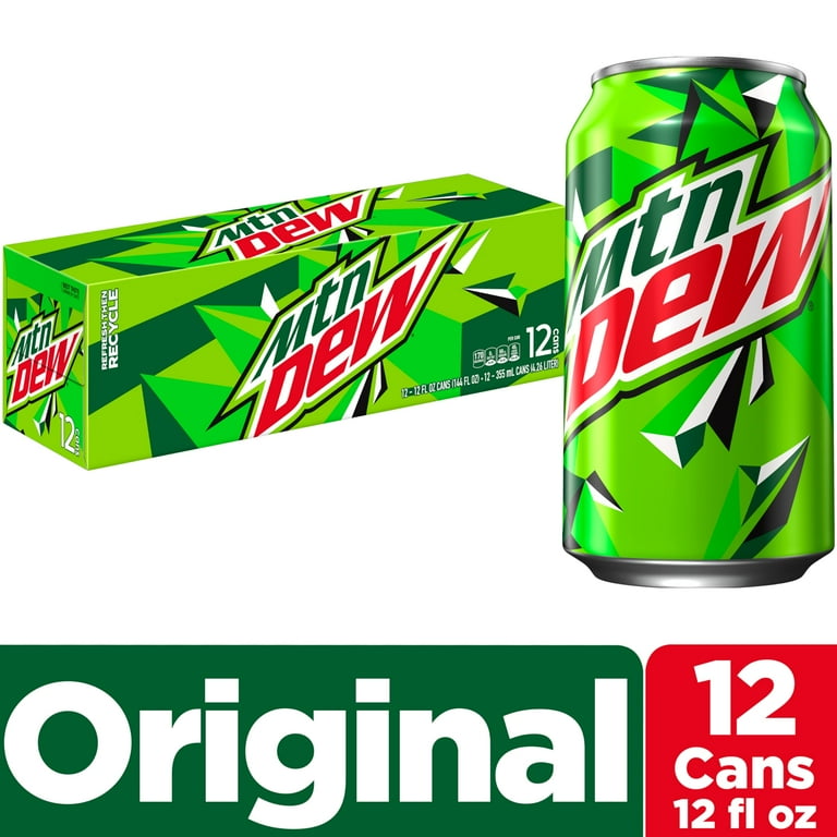 Mountain Dew Soda, 12 fl oz Cans, Pack of 12, Original Flavor