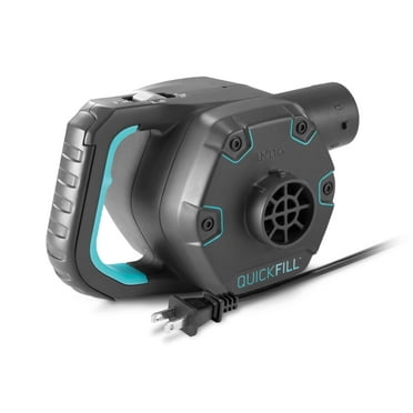 Intex Premium Quick-Fill™ AC Electric 120V Air Pump Inflate/Deflate with 3 Nozzles for Inflatables, Air Mattress Beds, Toys, Watersports - Gray with Green Accents - Airflow 38.9 Cubic feet per Minute