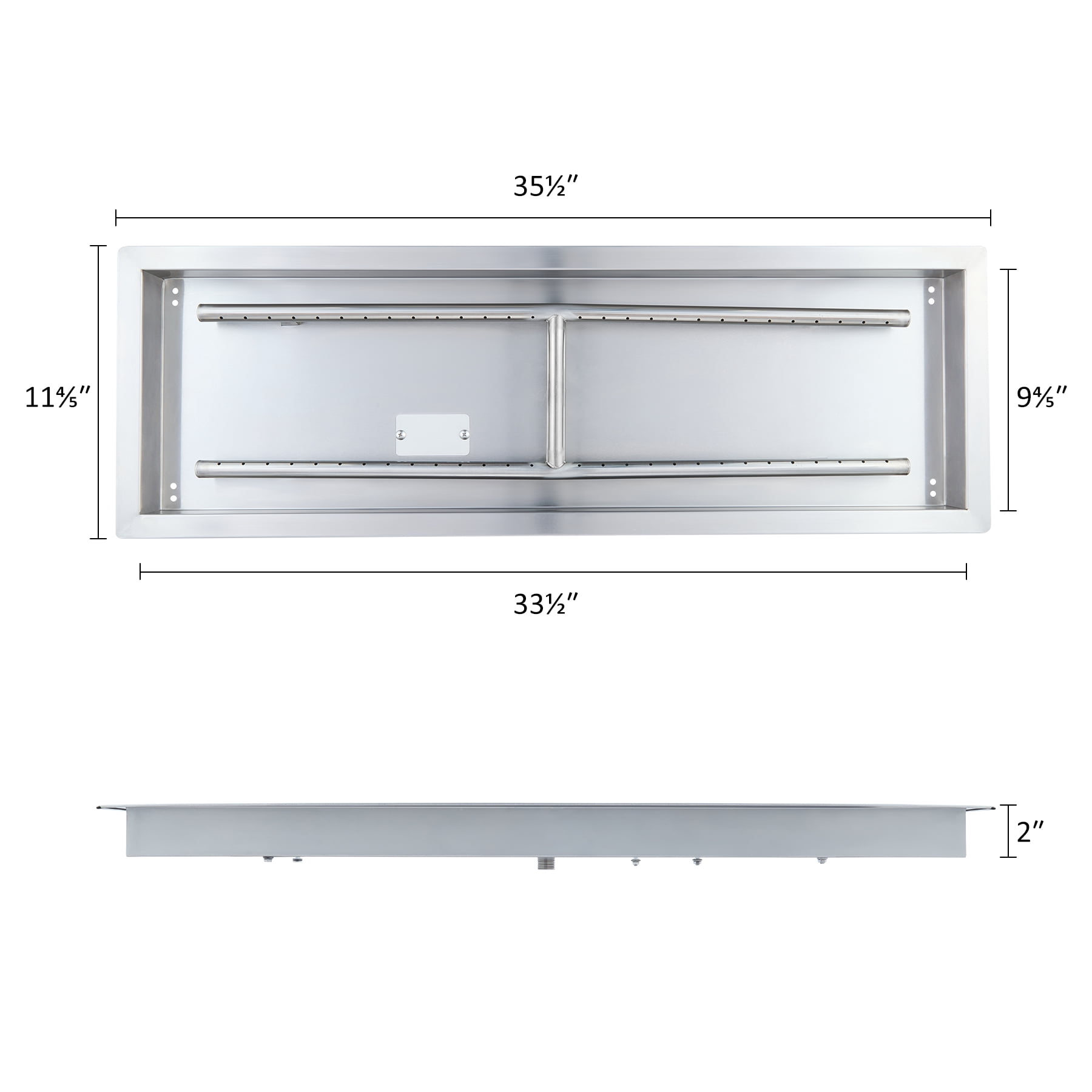 36x12 Inch Fire Pit Pan with Burner Drop-In Gas Propane Fireplace Tray 150k BTUs