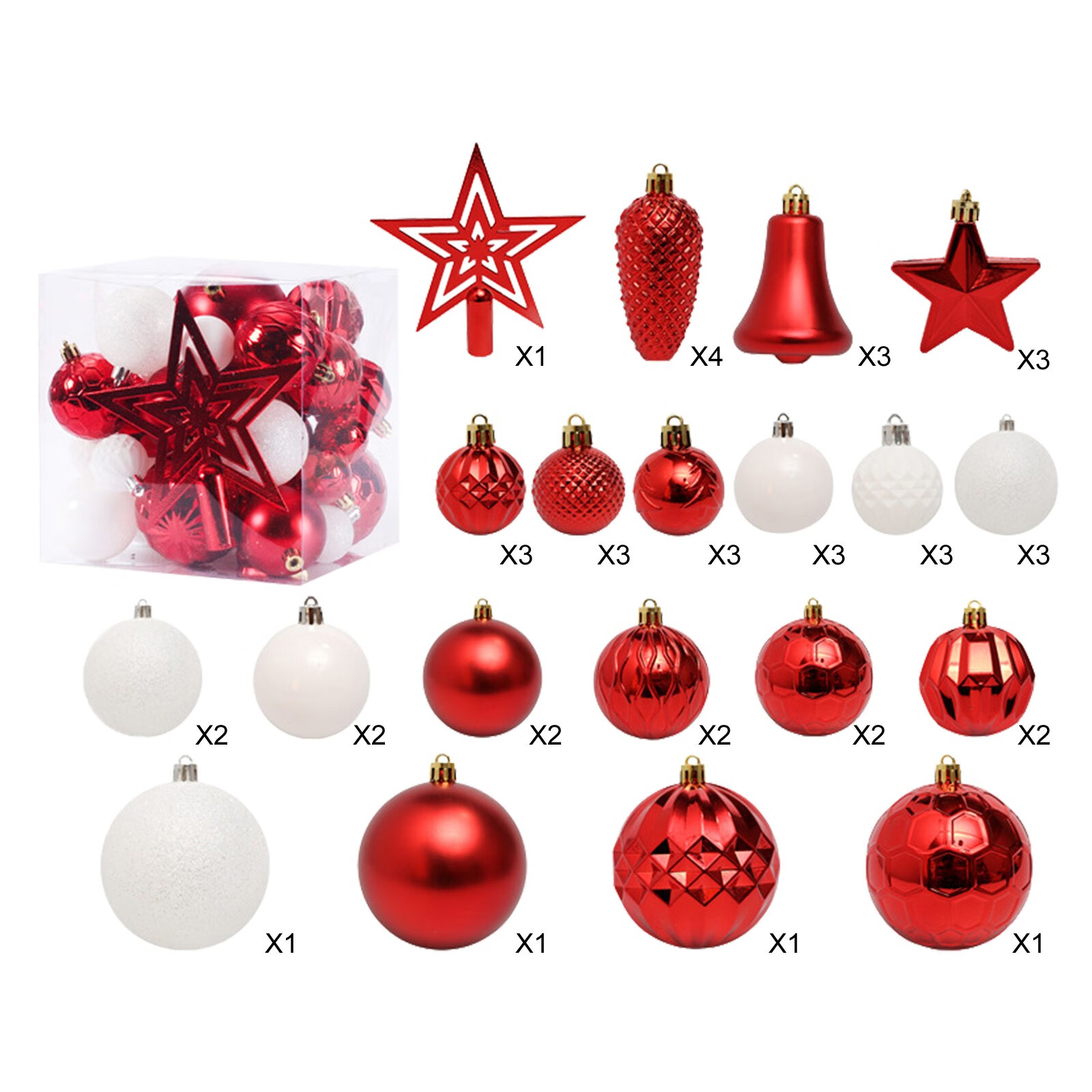Red Christmas Ball Ornaments For Christmas Tree Shatterproof Christmas