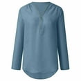 thumbnail image 7 of HAiming Womens 3/4 Sleeve Shirts Dressy Summer Zip Front V-Neck Roll up Tunic Tops Plus Size Casual Office Work Blouse, 7 of 7