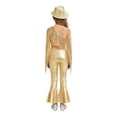 thumbnail image 2 of Haitryli Kids Girls Street Hip Hop Jazz Dance Outfit Sequin Tassel Crop Top And Metallic Bell Bottom Pants And Hat Set Gold 6, 2 of 7