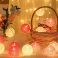 thumbnail image 6 of Cotton Ball String Lights,3 m/10 ft Christmas Fairy Lights,Topboutique 1.6'' Ball Lights for Xmas,Halloween,Valentine's Day,Wedding,Party,Home Decor,Pink,20 LED Battery Powered,Warm White Light, 6 of 7