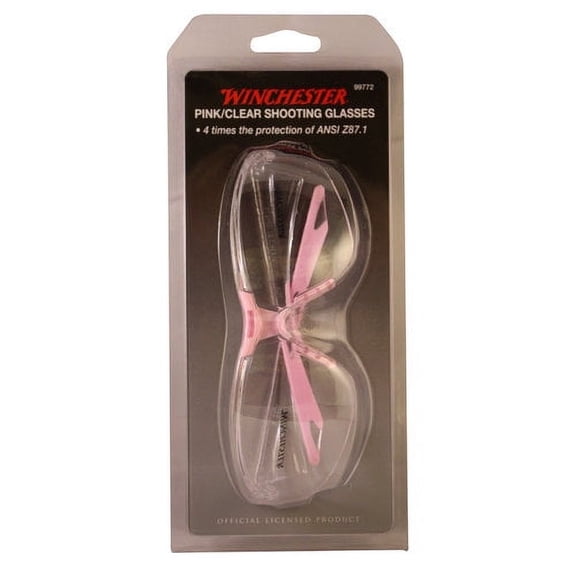 Winchester Shooting Glasses Pink Frame/Clear Lens - Adult Size