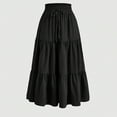 thumbnail image 2 of Women's Flowy Long Skirt Elastic High Waist Retro Pleated A-Line Flared Maxi Skirts Beach Vacation Outfits, 2 of 5