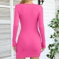 thumbnail image 3 of Efsteb 2025 Fall Fashion Women Dresses Long Sleeve Crewneck Bodycon Dresses Stretchable Elasticity Slim Casual Mini Dress (Hot Pink,L), 3 of 7
