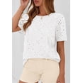 thumbnail image 3 of PRETTYGARDEN Women's Puff Short Sleeve Eyelet Shirts Summer Lace Blouses Dressy Casual Work Tops Spring Teacher Clothes, 3 of 9