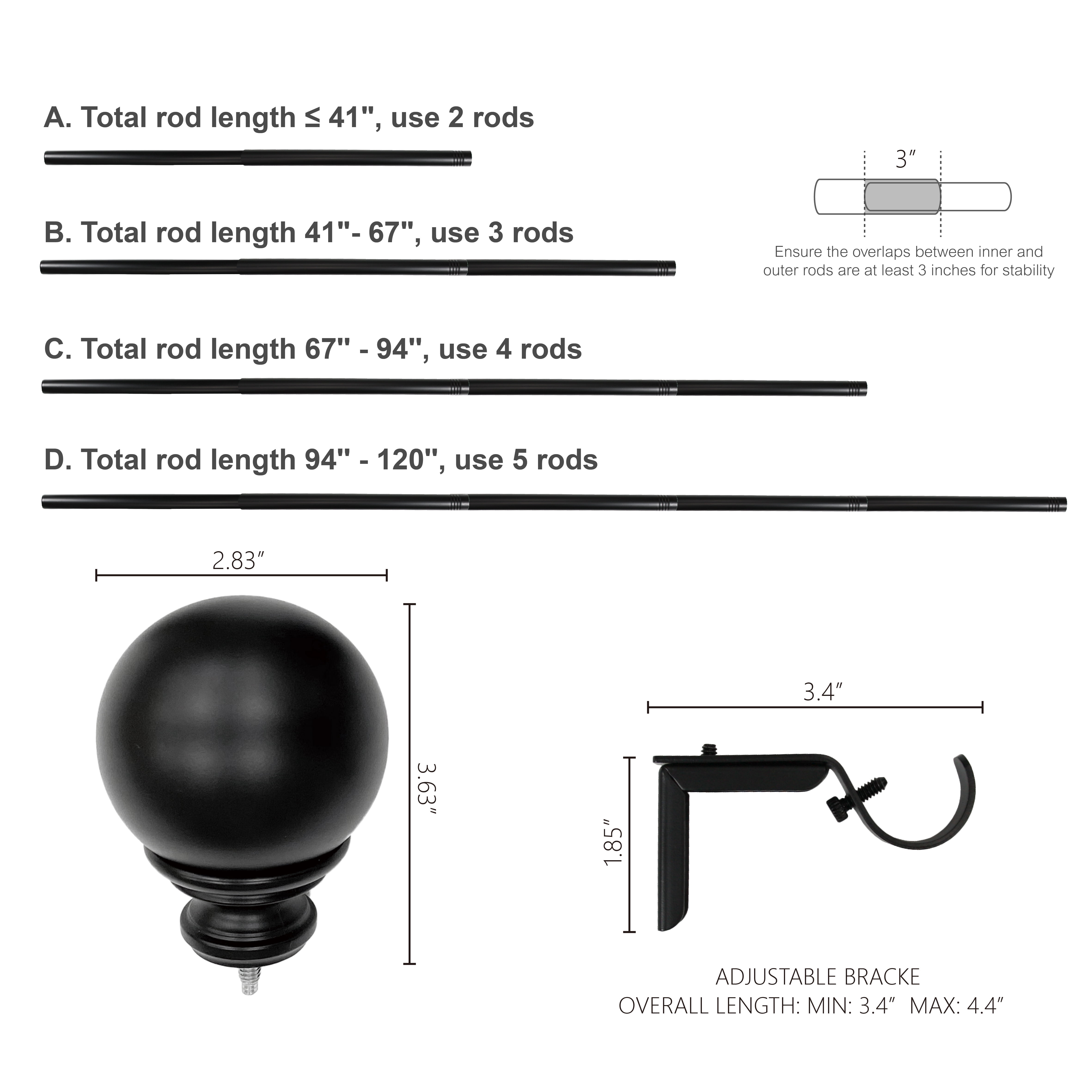 Better Homes & Gardens 1" Brushed Nickel Metal Ball Single Curtain Rod 32-120"
