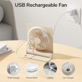 thumbnail image 5 of RV Ventilador de escritorio pequeño, ventilador de mesa recargable USB portátil, batería de 4500 mAh, viento fuerte, plegable de 160 °, ultra silencioso, 4 velocidades para oficina, hogar, camping, color marrón Rojo Verde, 5 of 5
