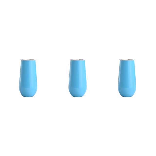 Bearachild Copas de cóctel Suministros para el hogar Copa multicolor Copa de champán Acero inoxidable 6 Copas Vaso de vino Azul cielo Type1 NO1