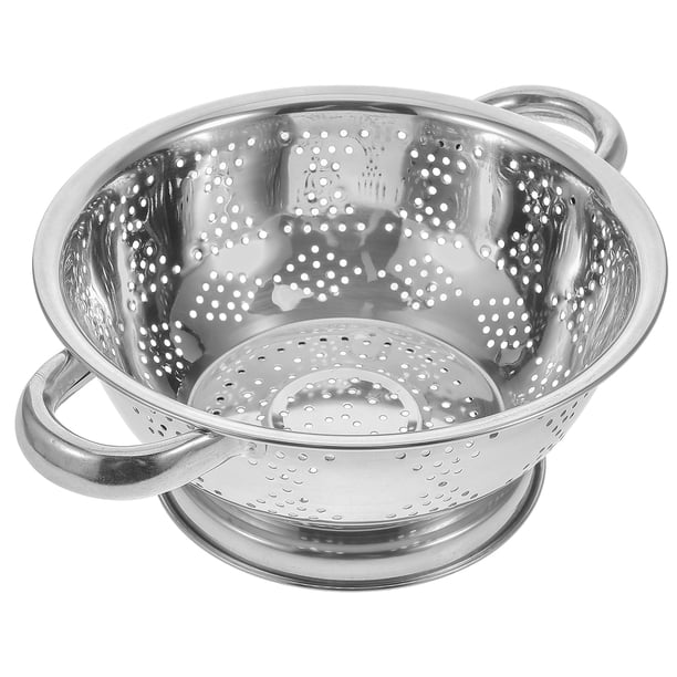 Colador de acero inoxidable con asas dobles para transportar fácilmente pastas, verduras y frutas. Cesta para lavar.